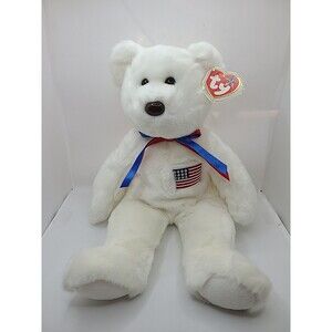 TY Beanie Baby Buddy LIBEARTY the 12" Patriotic White Bear 4th Flag Liberty NEW